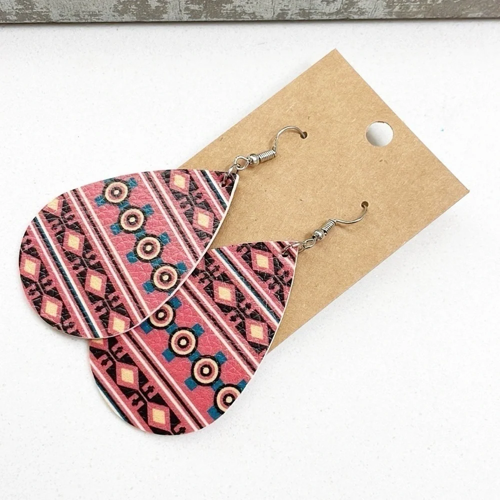 Geometric print teardrop hand made earrings